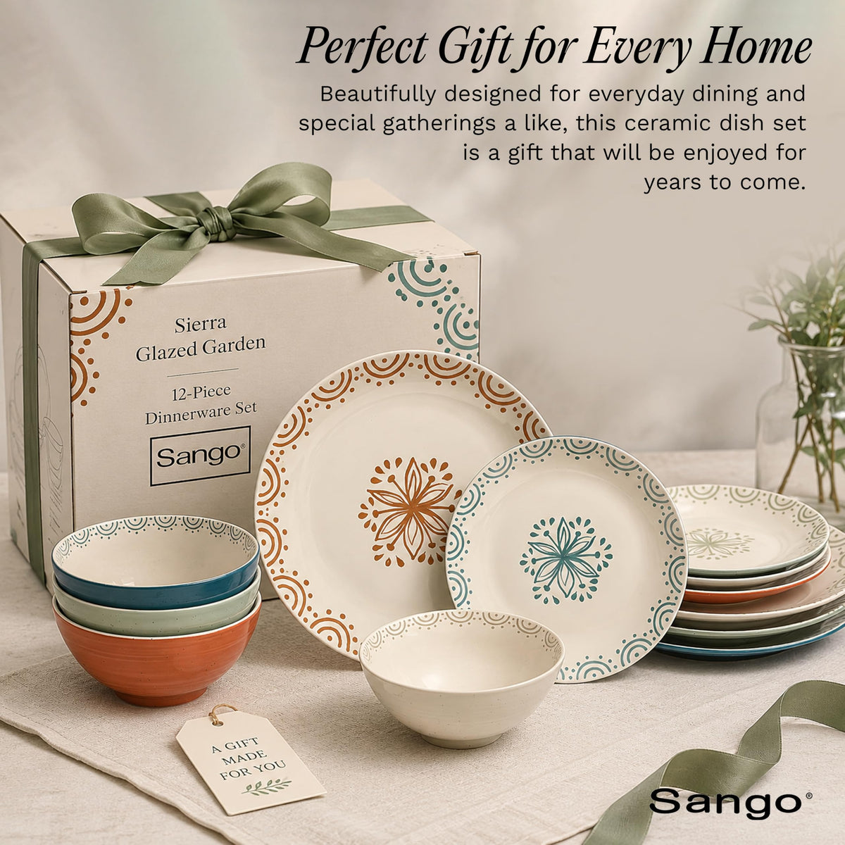 12-Piece Speckled Stoneware Dinnerware Set for 4 L20565