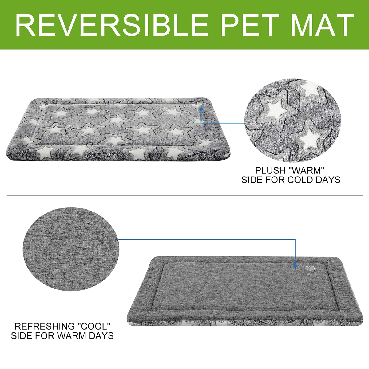30"x20" Star Pattern Grey Dog Crate Pad N13565