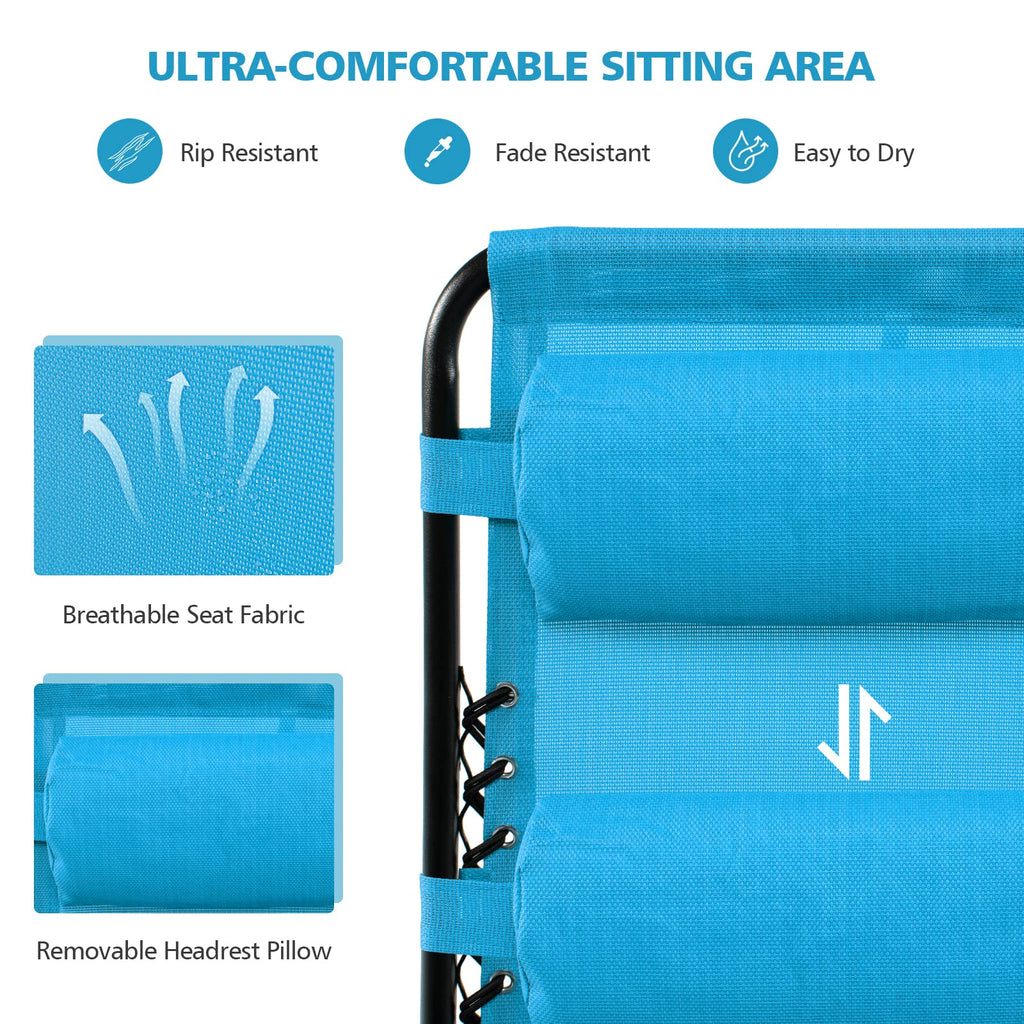 Blue Folding Reclining Lounge Chair with Side Tray P88642