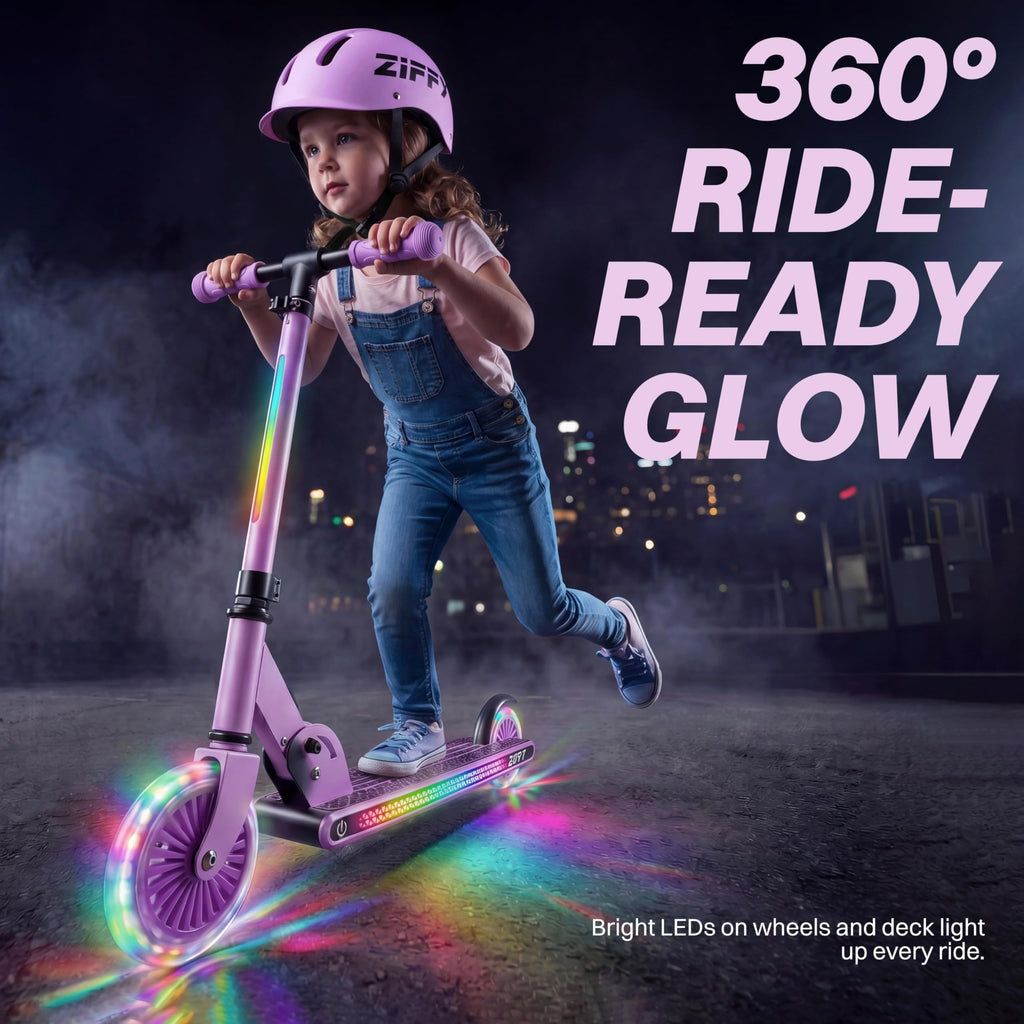 Light Up 2 Wheel Foldable Kids Kick Scooter with Adjustable Height Y29752