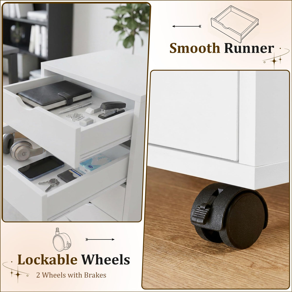 White 5 Drawer Rolling Storage Cabinet X99608