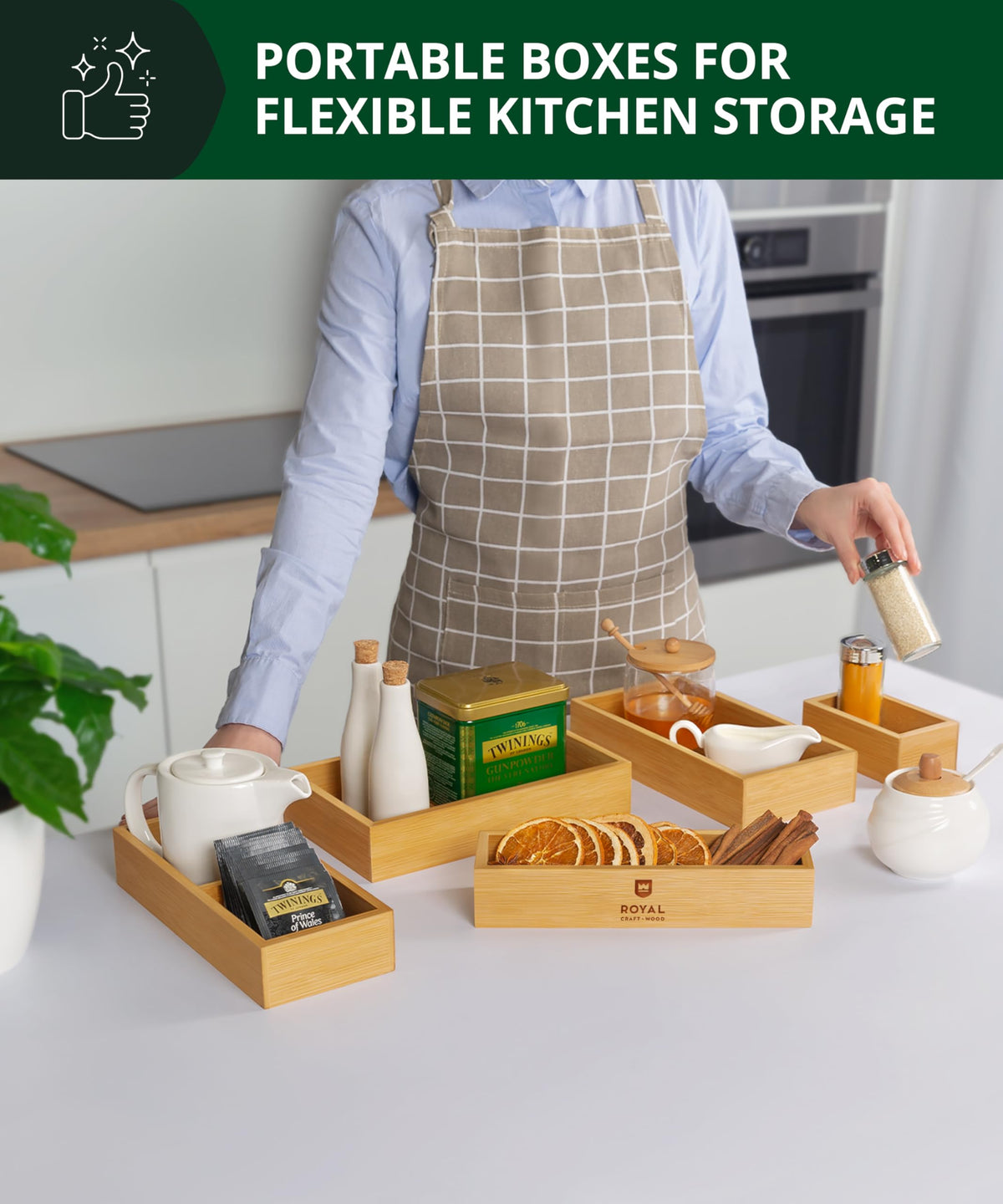 5-Piece Bamboo Drawer Organizer Set H98722