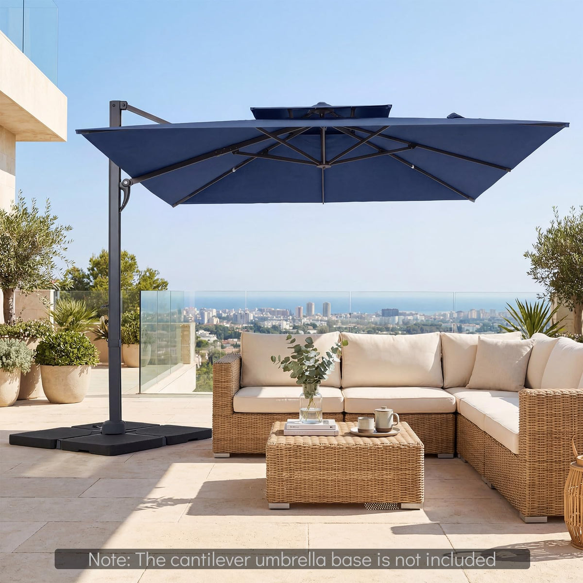 10 FT Navy Blue Cantilever Patio Umbrella R231310