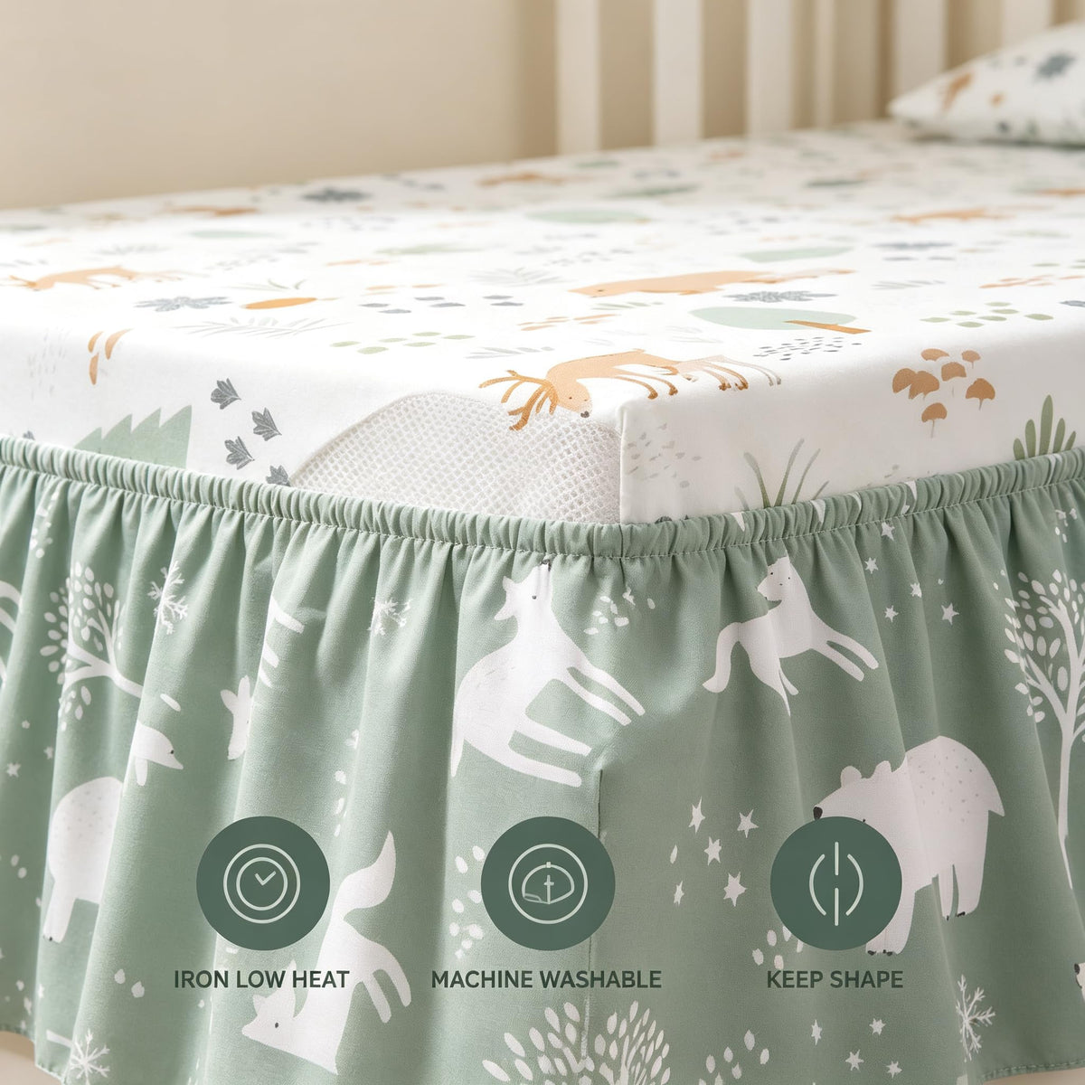 3 Pack Fitted Neutral Baby Crib Sheets B3730