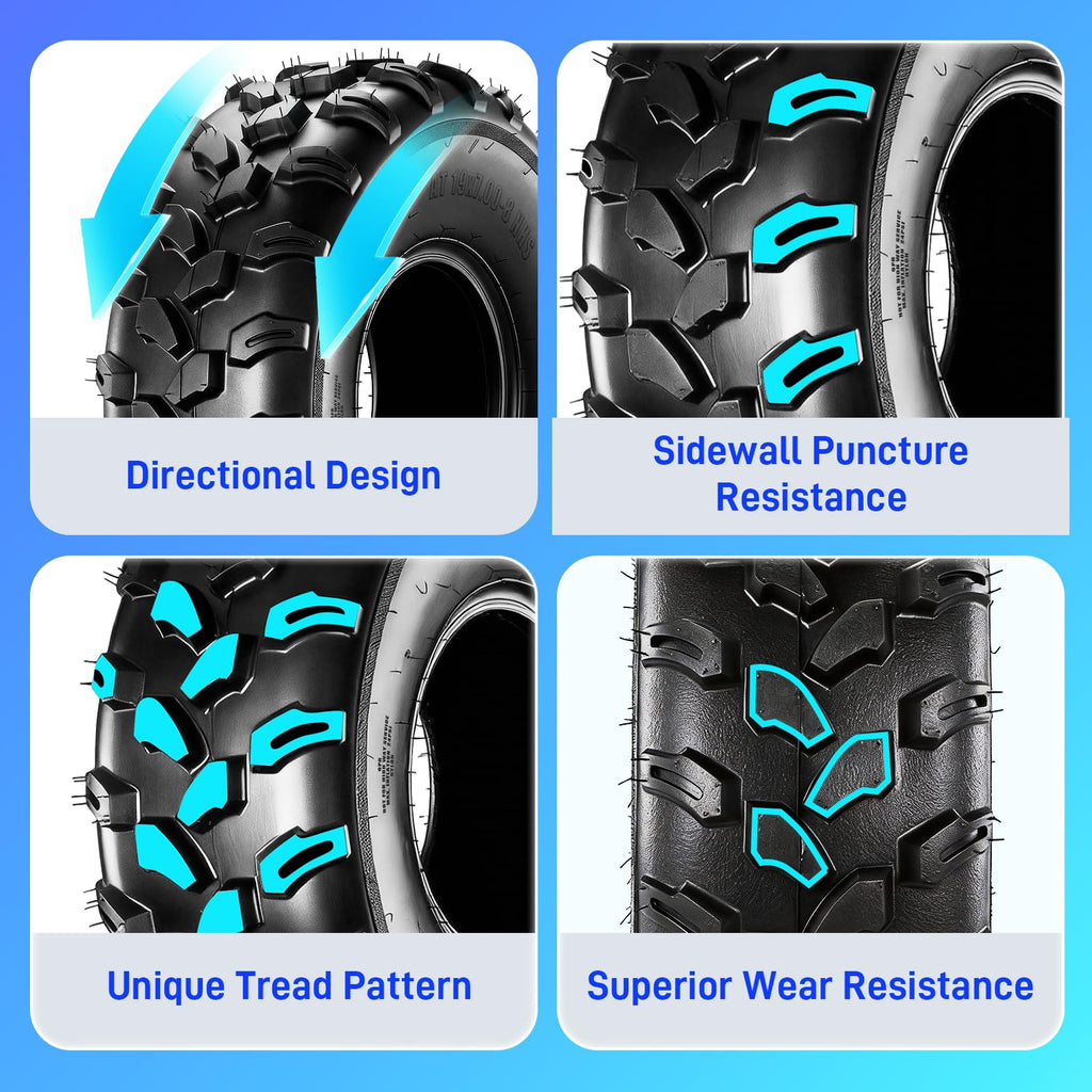 19x7-8 ATV Tires 6PR All-Terrain Tubeless Pack of 2 E9606