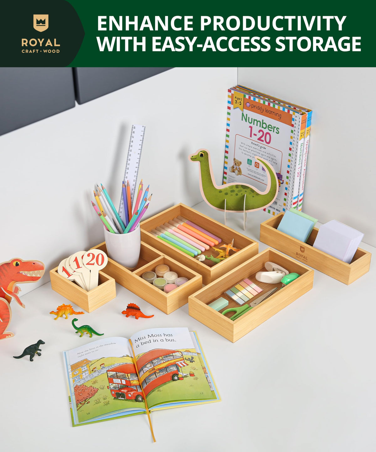 5-Piece Bamboo Drawer Organizer Set H98722