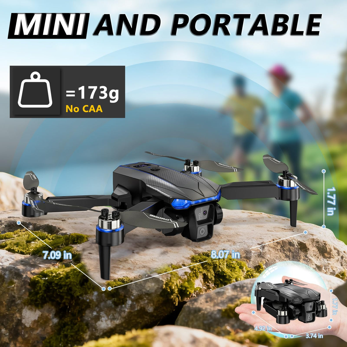 Foldable Mini FPV Drone with 1080P Camera, Carrying Case, 2 Batteries B59732