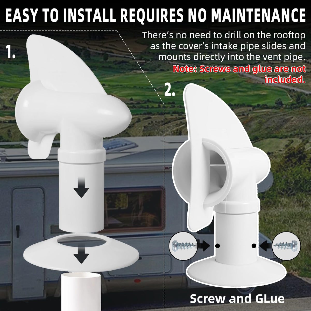 White RV Rotating Sewer Plumbing Vent Cover P813