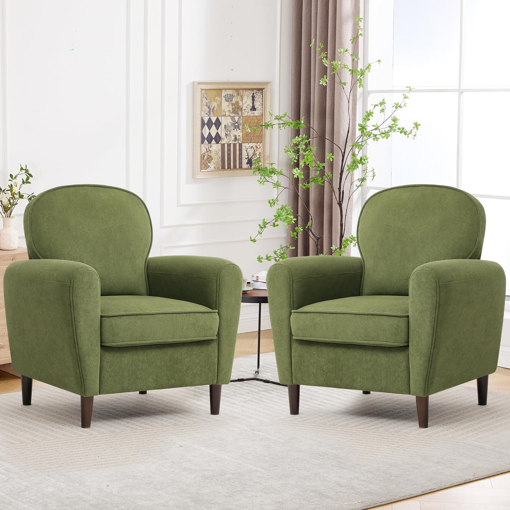 Green Mid Century Modern Upholstered Accent Chair Set of 2 D76934