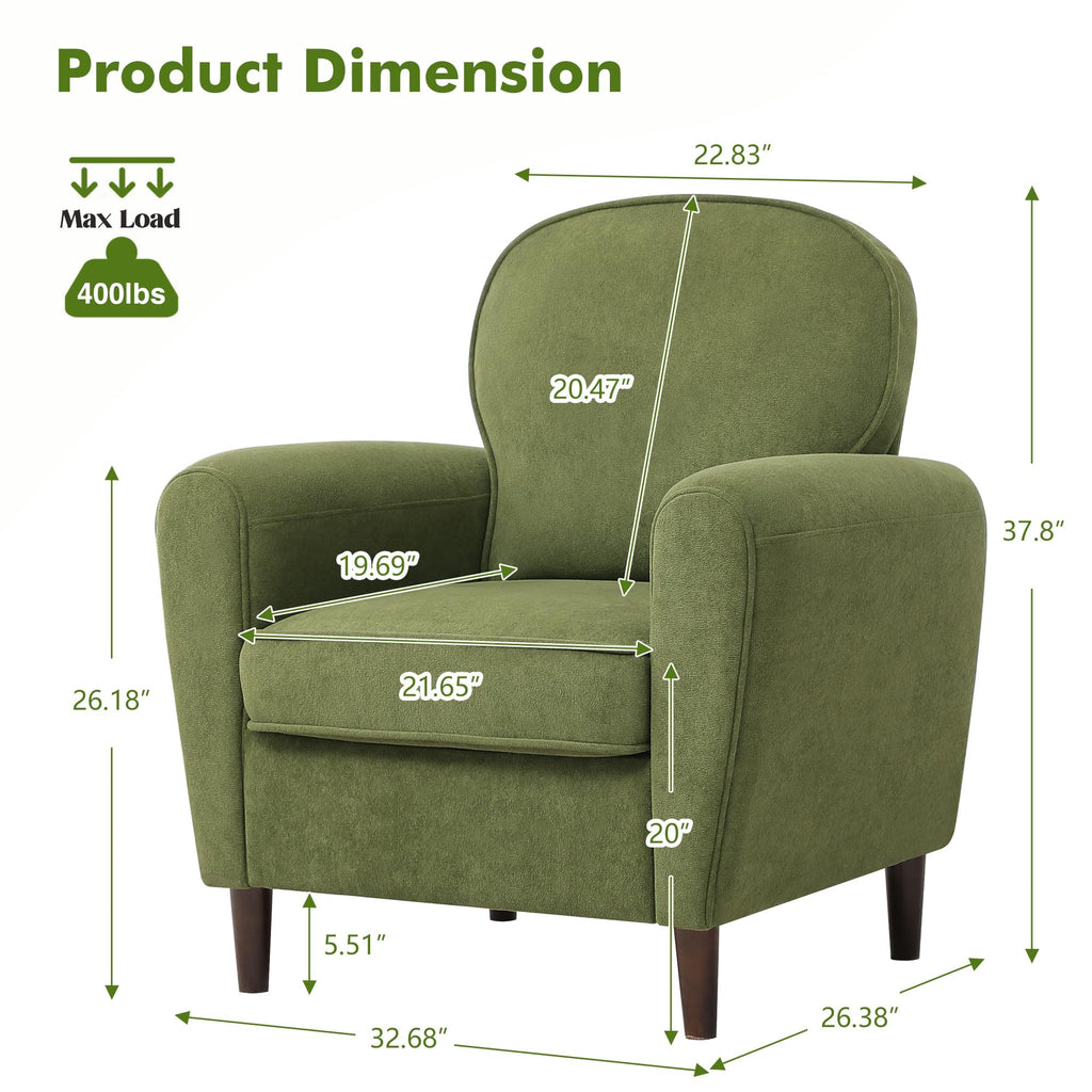 Green Mid Century Modern Upholstered Accent Chair Set of 2 D76934