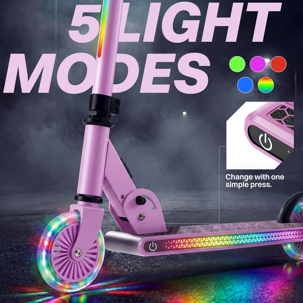 Light Up 2 Wheel Foldable Kids Kick Scooter with Adjustable Height Y29752