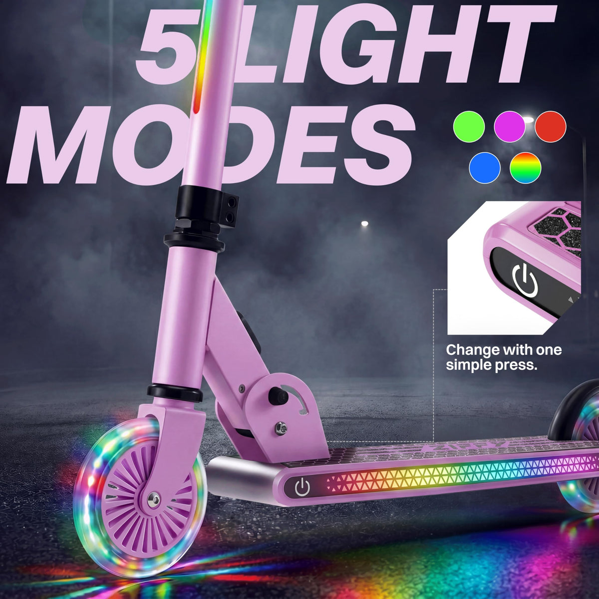 Light Up 2 Wheel Foldable Kids Kick Scooter with Adjustable Height Y29752