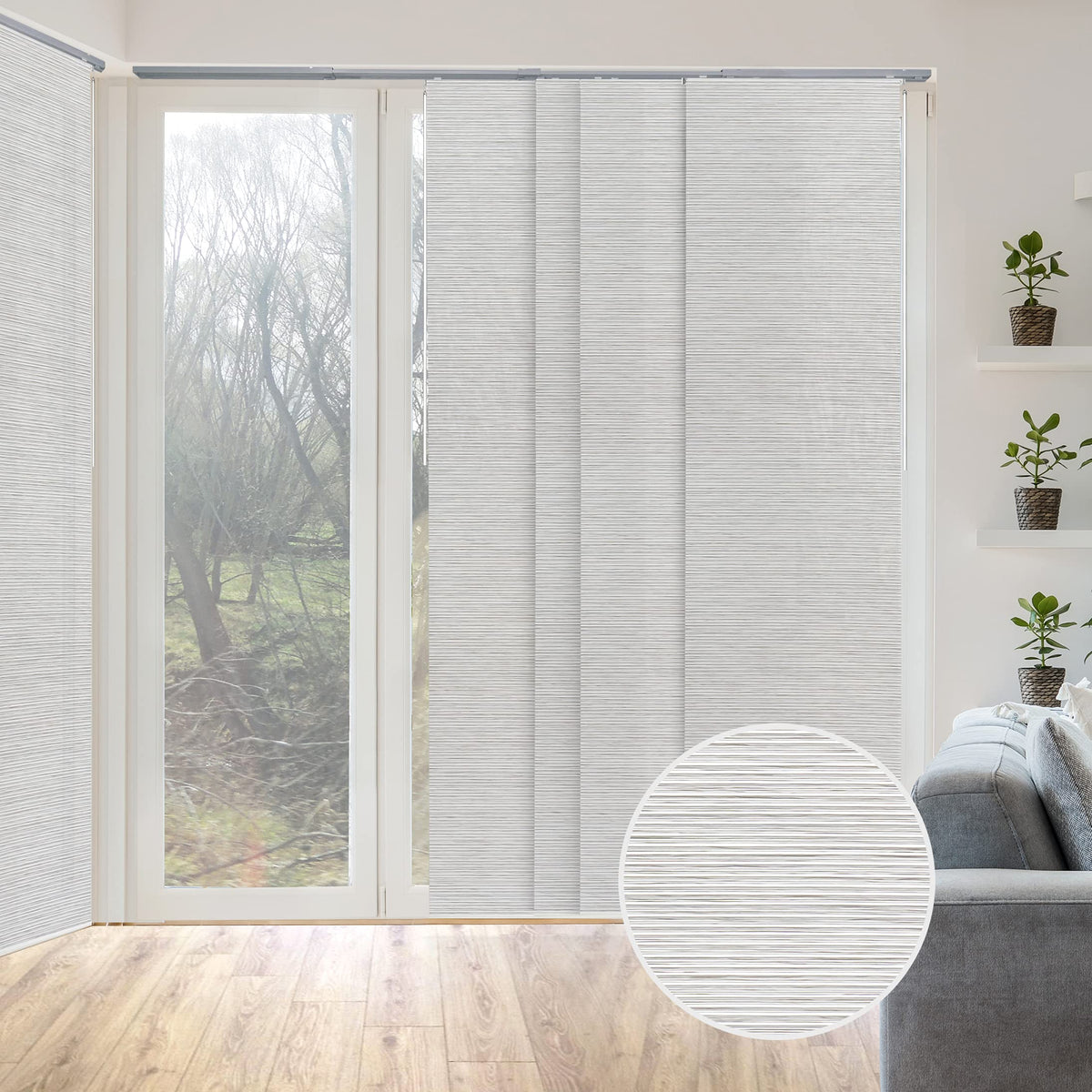 Natural Woven Light Filtering Panel Track Blinds K57153