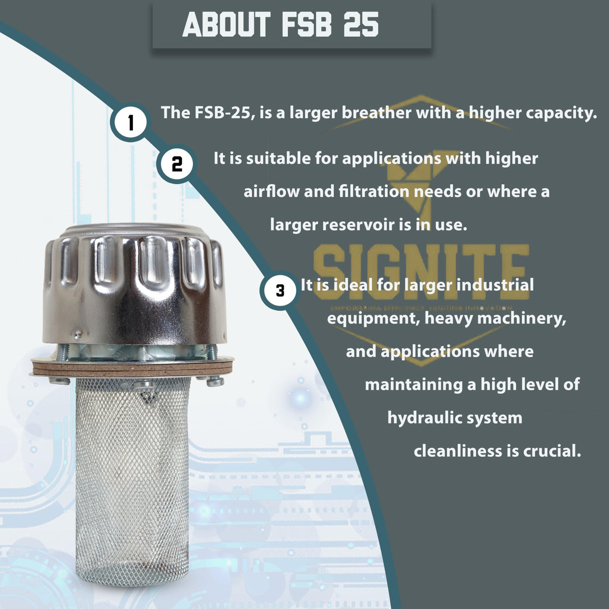 Flange Type Breathers Cap 25CFM/720 LPM 40 Micron Filtration 6 Hole Chrome Steel Alloy O147