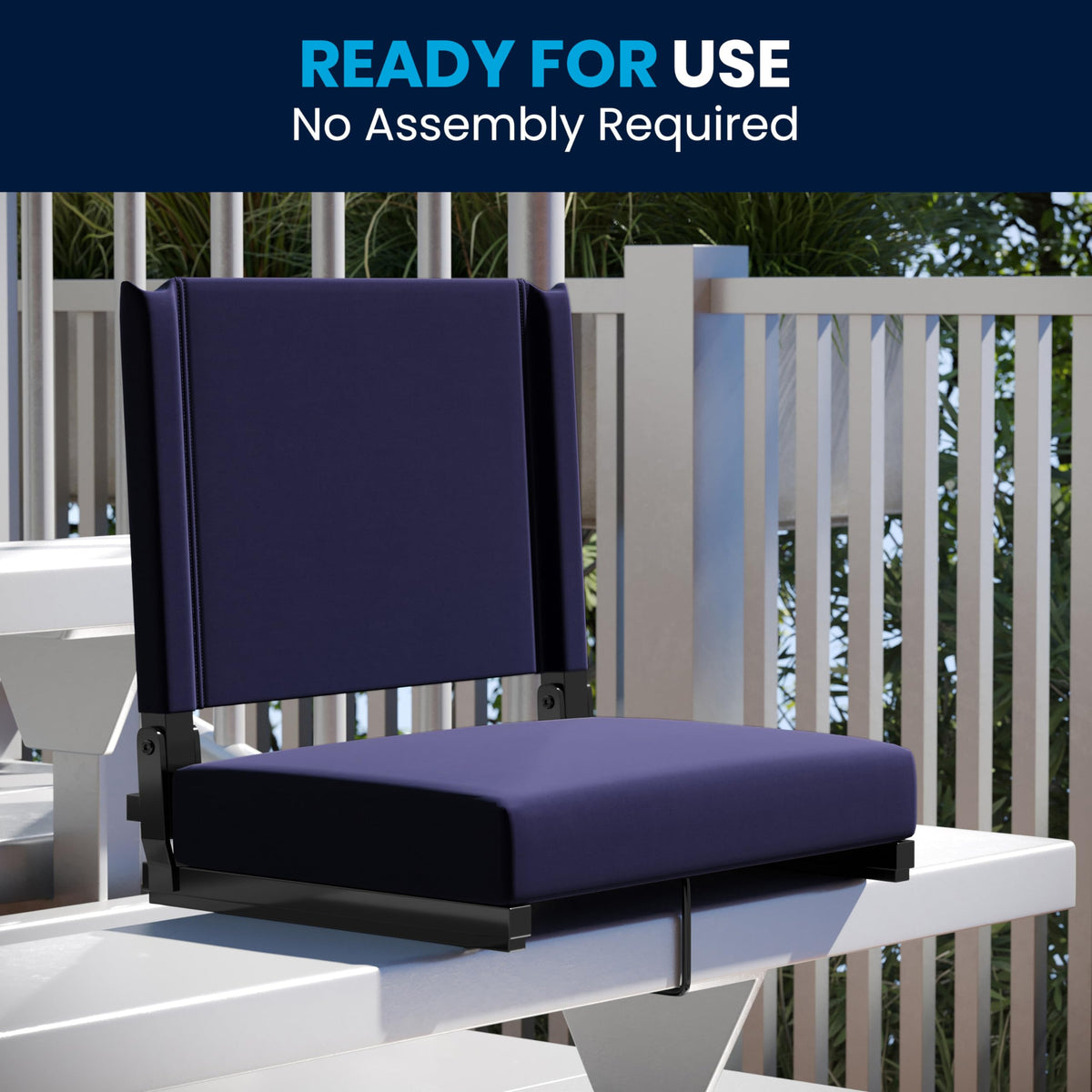 Portable Folding Padded Stadium Chair with Carrying Handle, Navy H879846