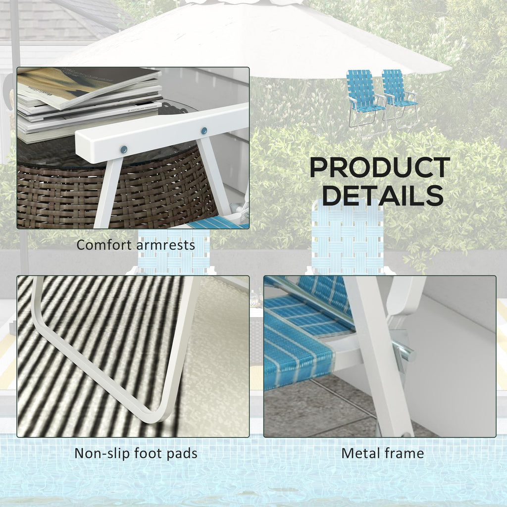Set of 2 Blue Patio Folding Chairs F63440