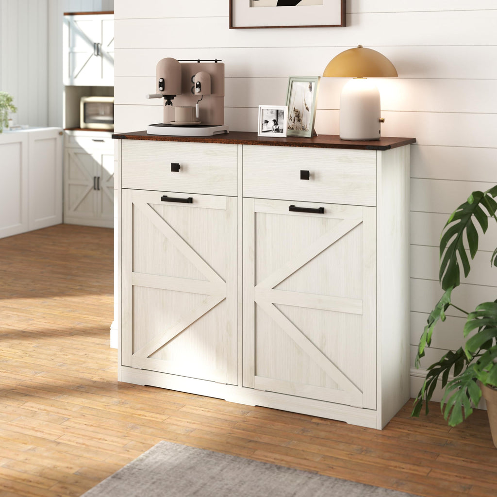 20 Gallon Double Tilt Out Kitchen Trash Can with Hideaway Drawer E540