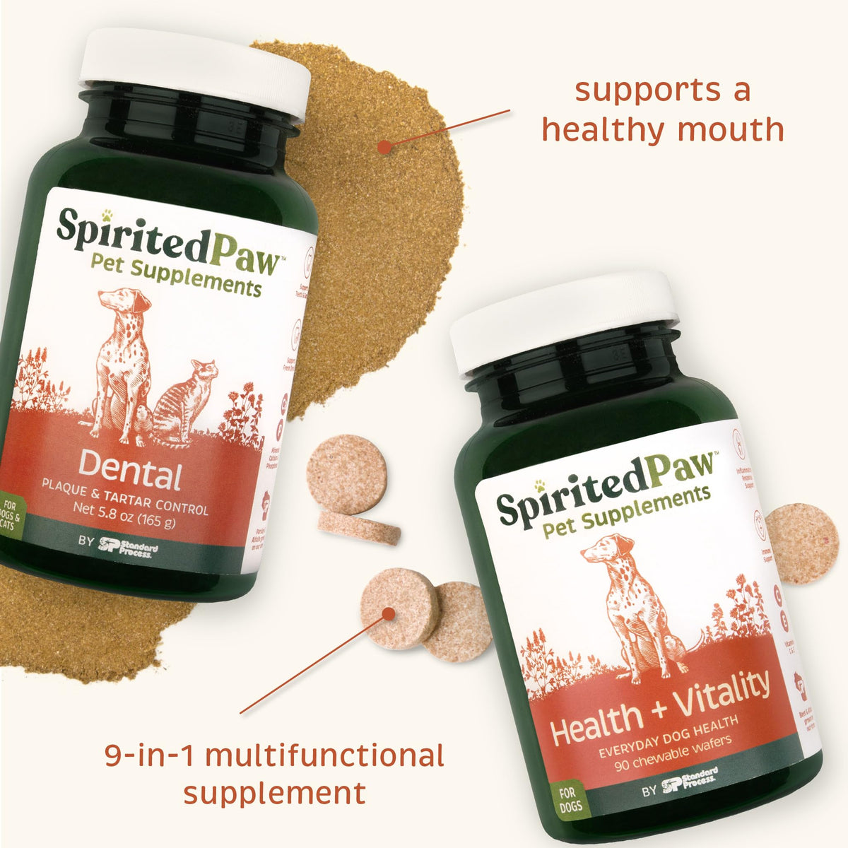 Pet Health Bundle - Dental & Multifunctional Support for Dogs - 165 g Powder & 90 Wafers U95915