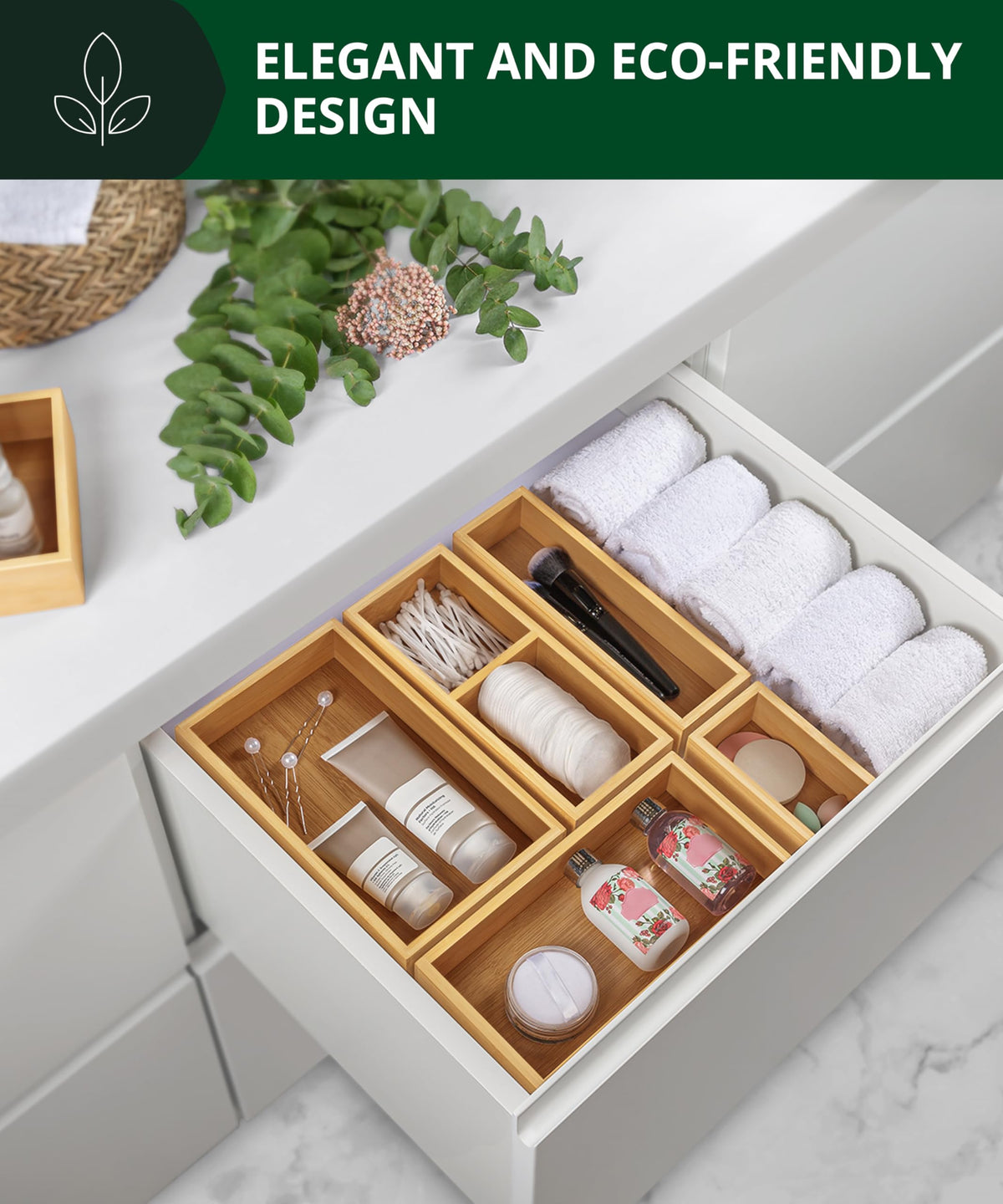 5-Piece Bamboo Drawer Organizer Set H98722
