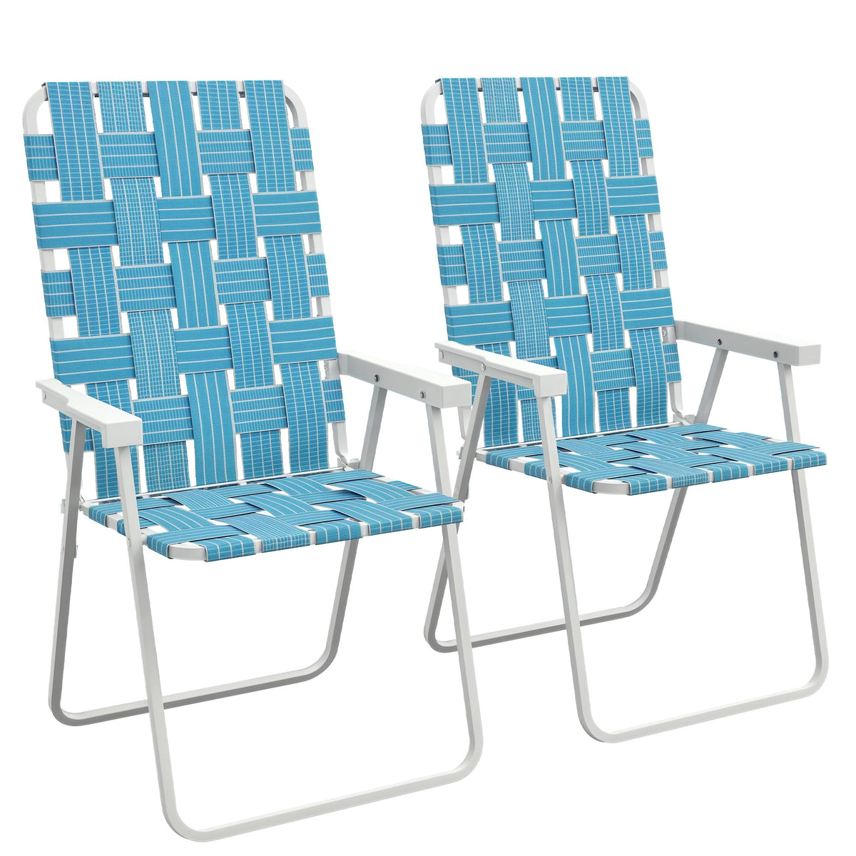Set of 2 Blue Patio Folding Chairs F63440