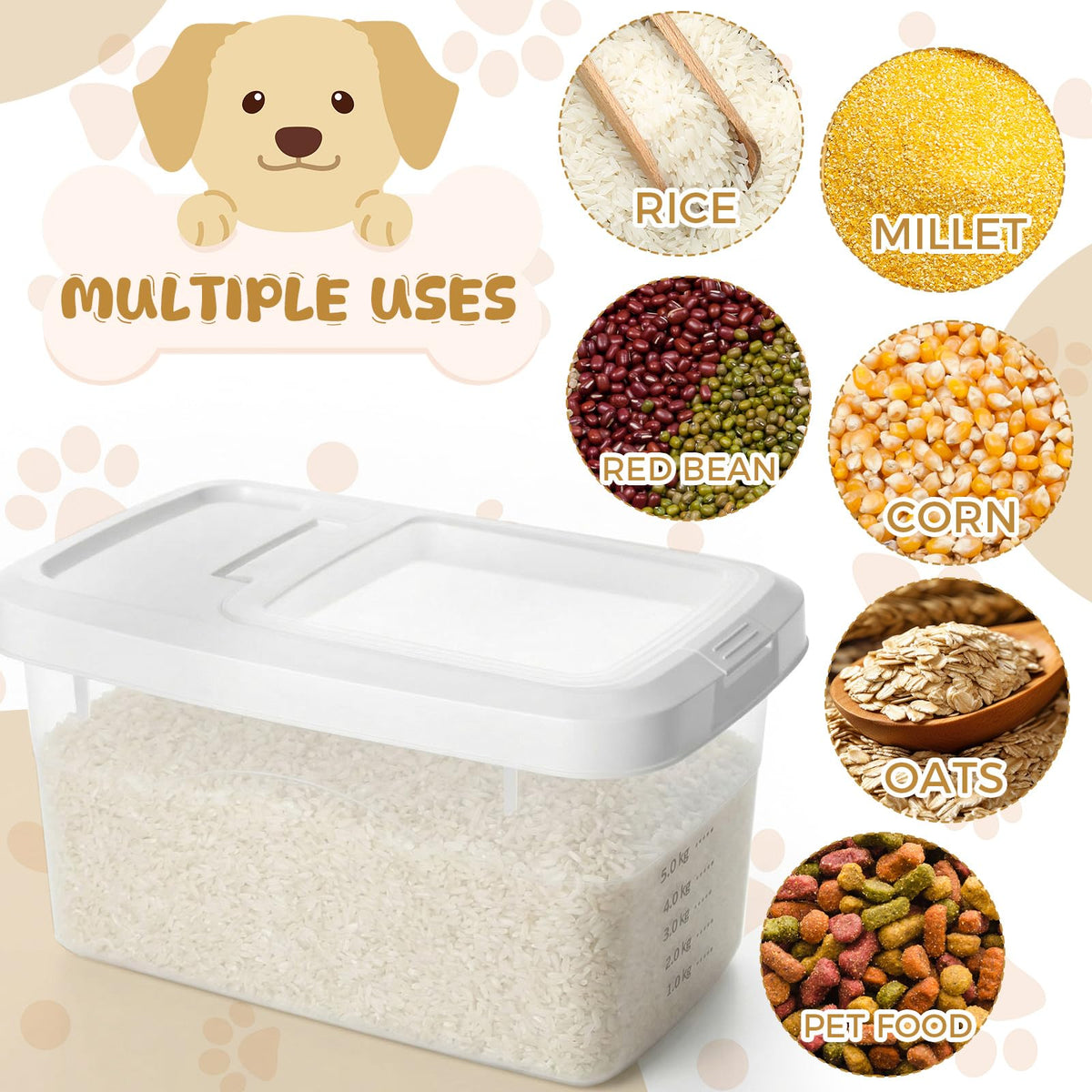 2 Pack 11 Lbs Airtight Dog Food Storage Container with Scoops Z552661