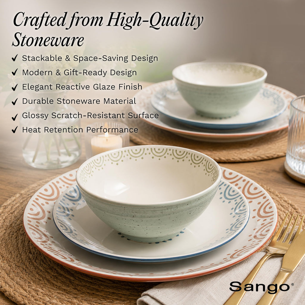 12-Piece Speckled Stoneware Dinnerware Set for 4 L20565