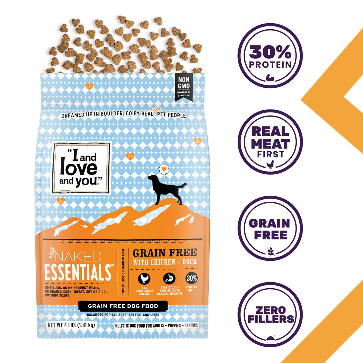 Chicken Duck Dry Dog Food 4lb Bag T2590