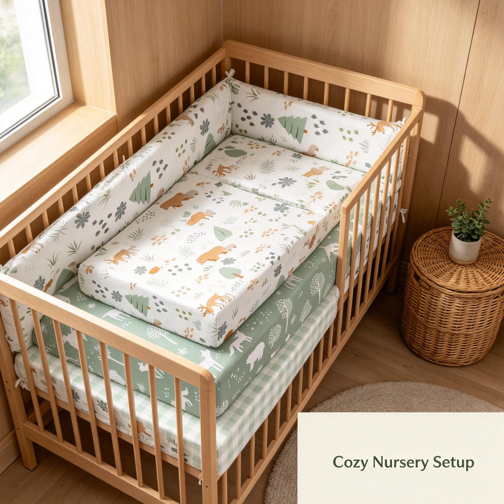 3 Pack Fitted Neutral Baby Crib Sheets B3730