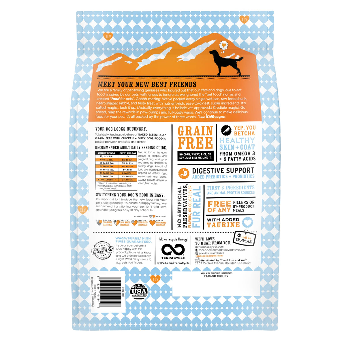 Chicken Duck Dry Dog Food 4lb Bag T2590