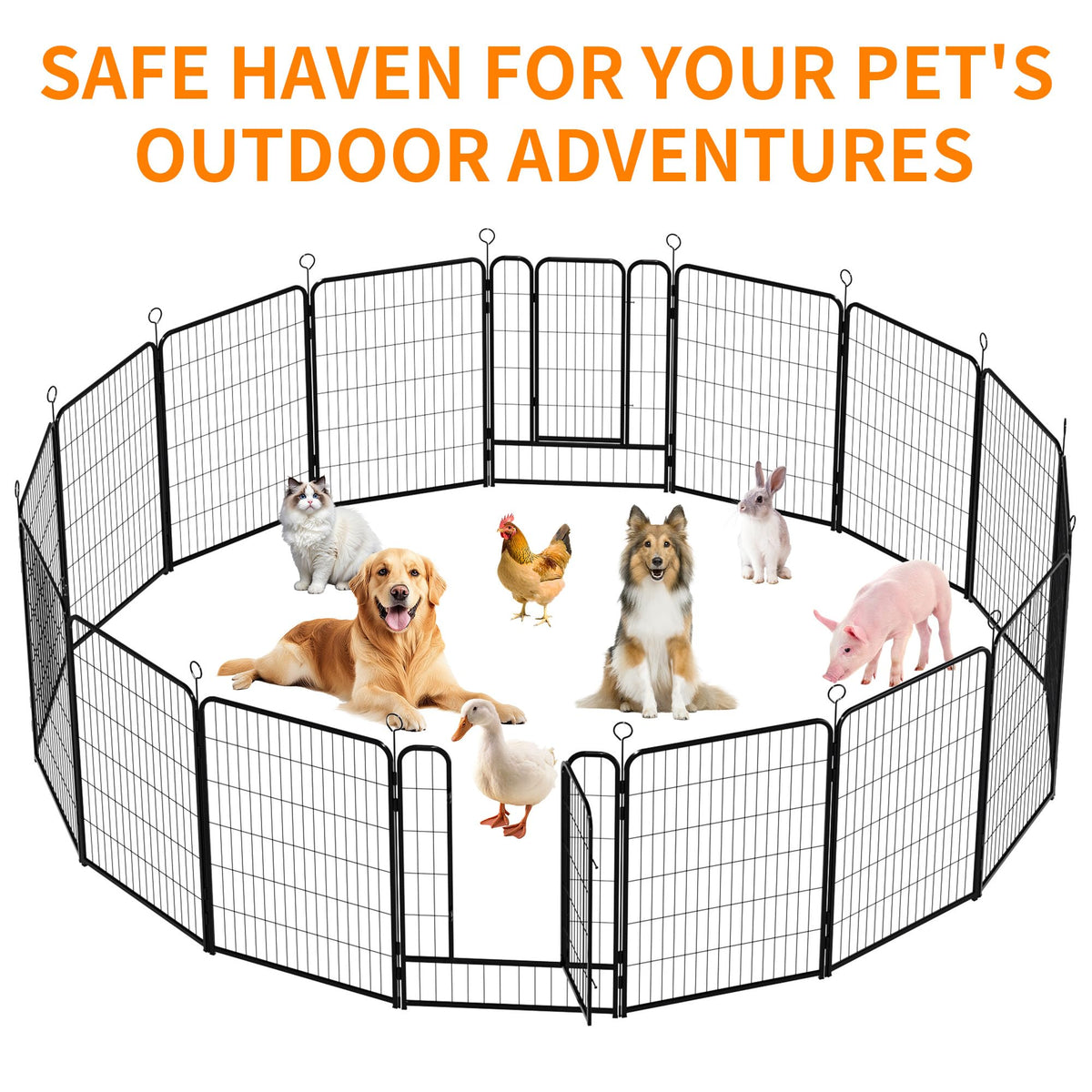 Heavy-Duty Iron Exercise-Pen System Portable Yard Camping Kennel Alternative F442