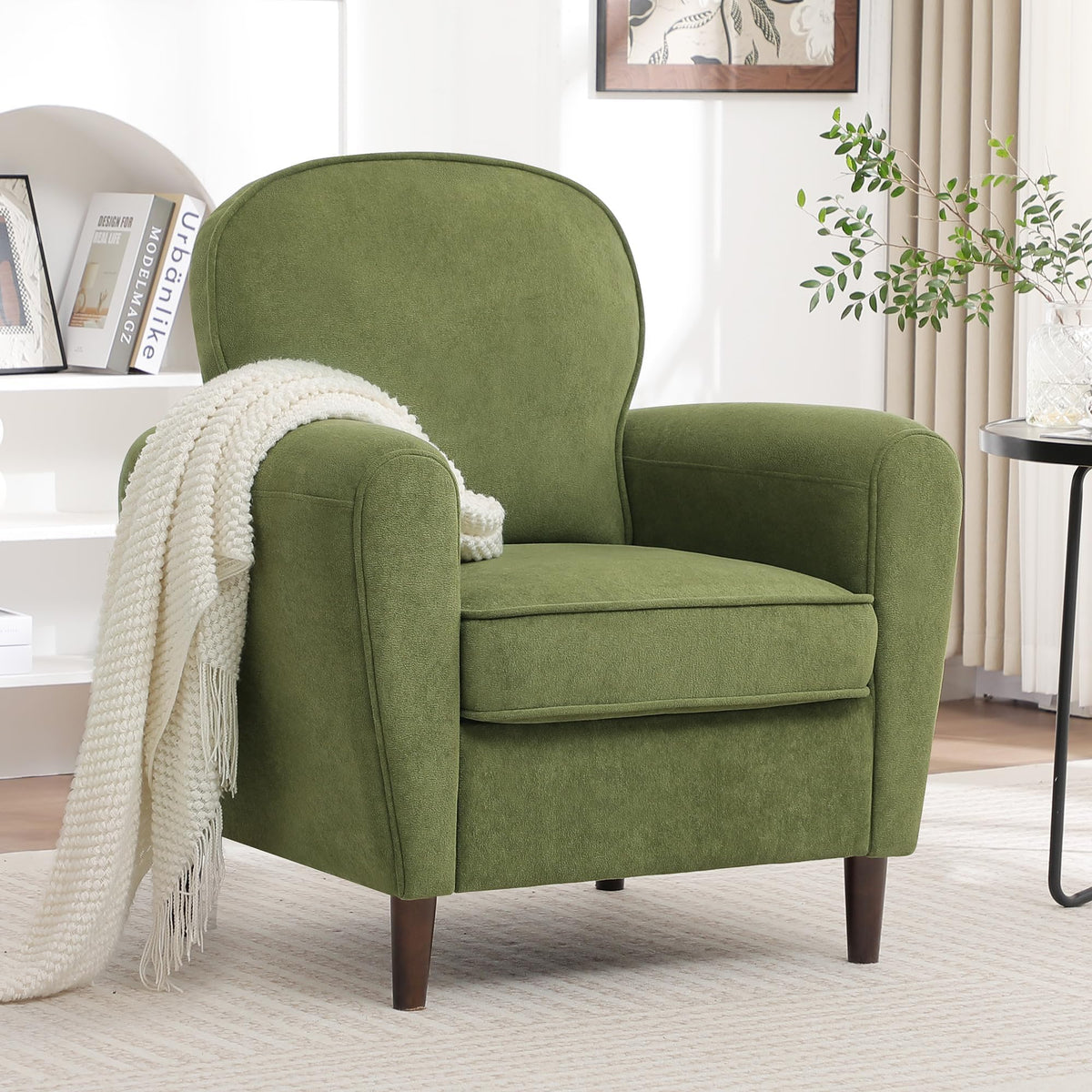 Green Mid Century Modern Upholstered Accent Chair Set of 2 D76934