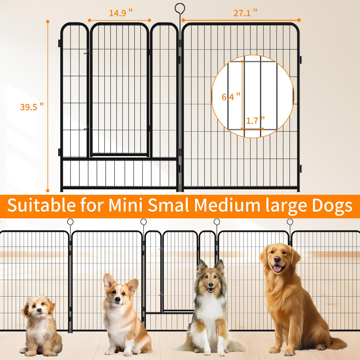 Heavy-Duty Iron Exercise-Pen System Portable Yard Camping Kennel Alternative F442