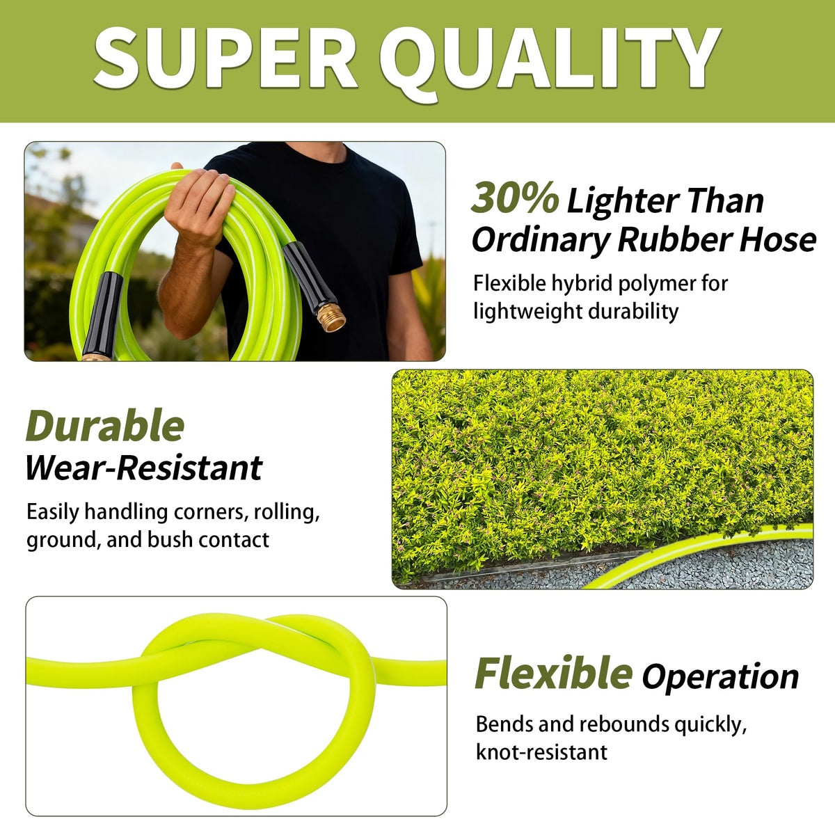 100FT x 5/8" Lightweight Hybrid Rubber Garden Hose J6754