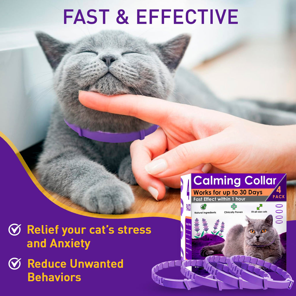 4 Pack Adjustable Water Resistant Calming Collar for Cats U511