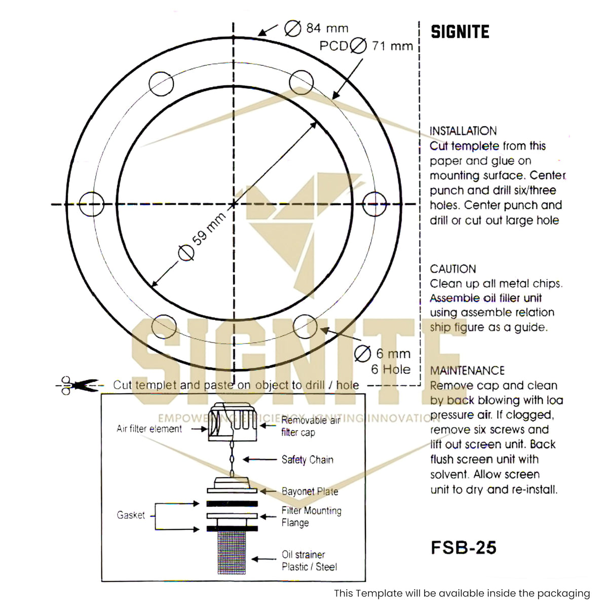 Flange Type Breathers Cap 25CFM/720 LPM 40 Micron Filtration 6 Hole Chrome Steel Alloy O147
