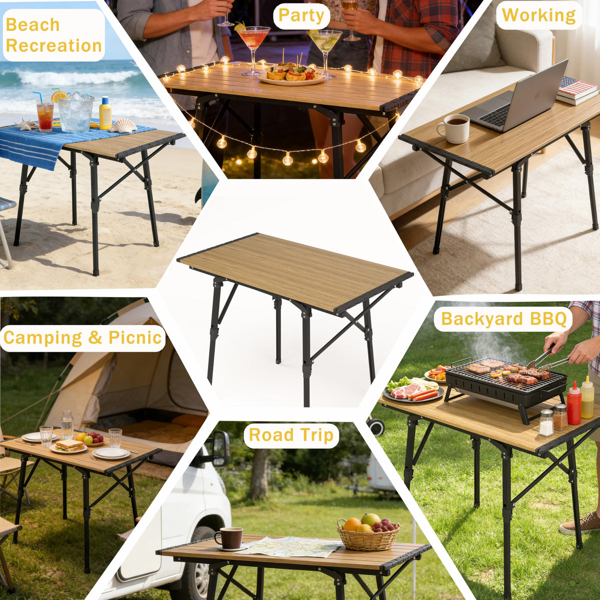 Lightweight Aluminum Alloy Folding Camping Table with Carry Bag E112