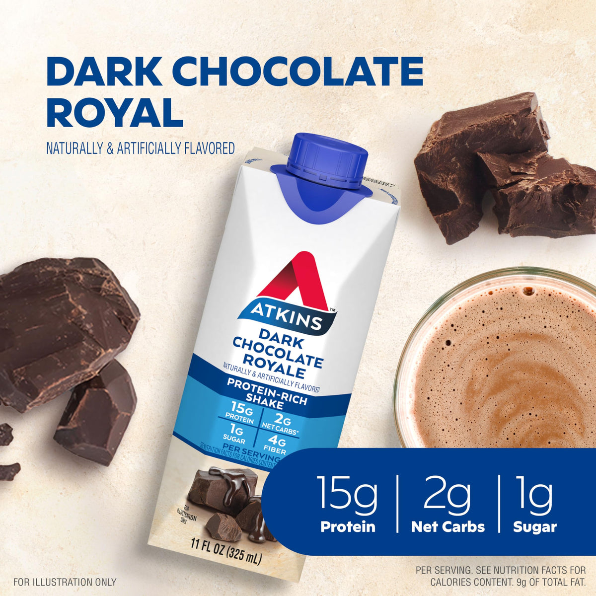 Dark Chocolate Protein Shake, 15g Protein, 2g Net Carb, 12 Count & Peanut Butter Cups, 0g Sugar, 20 Count T375708
