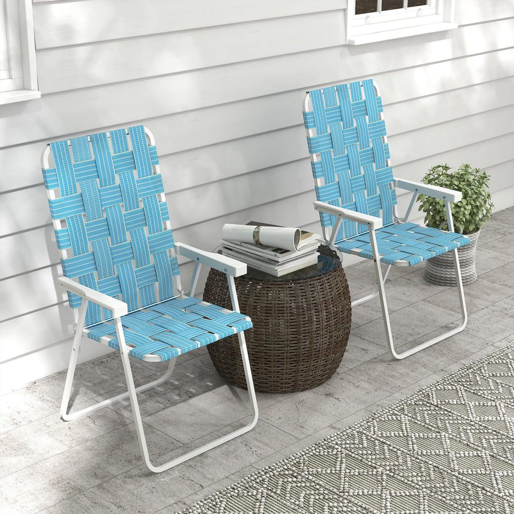 Set of 2 Blue Patio Folding Chairs F63440