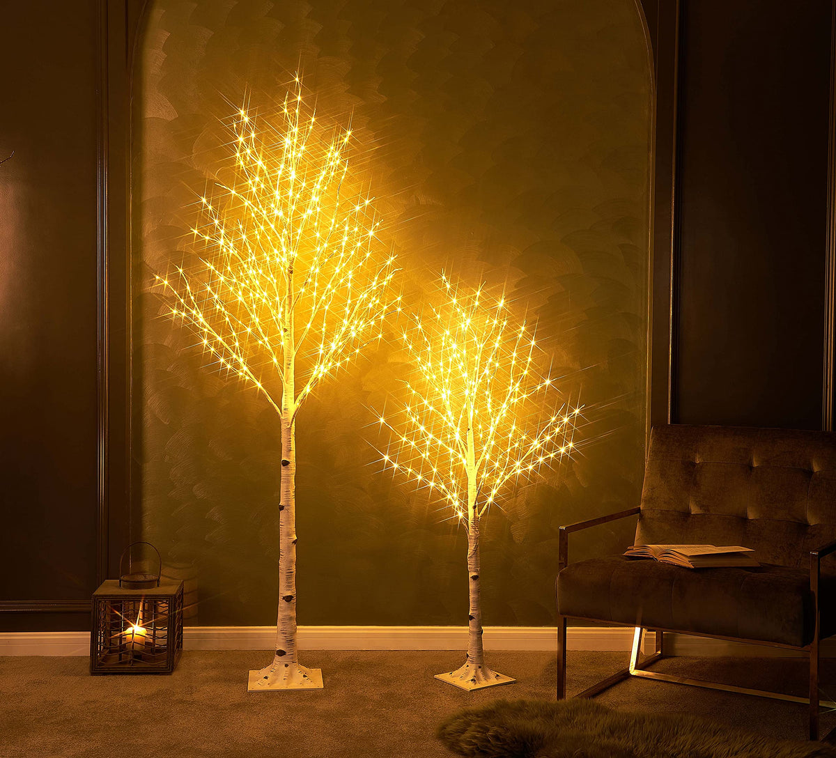 4FT 200L Warm White LED Birch Tree G8155