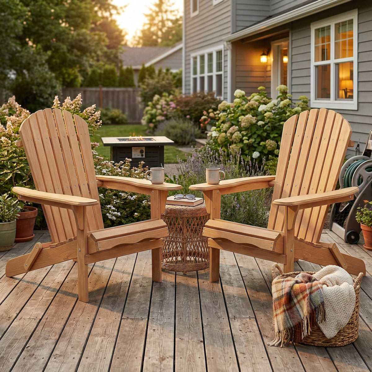 Cedar Folding Adirondack Chair Set of 2 M99979