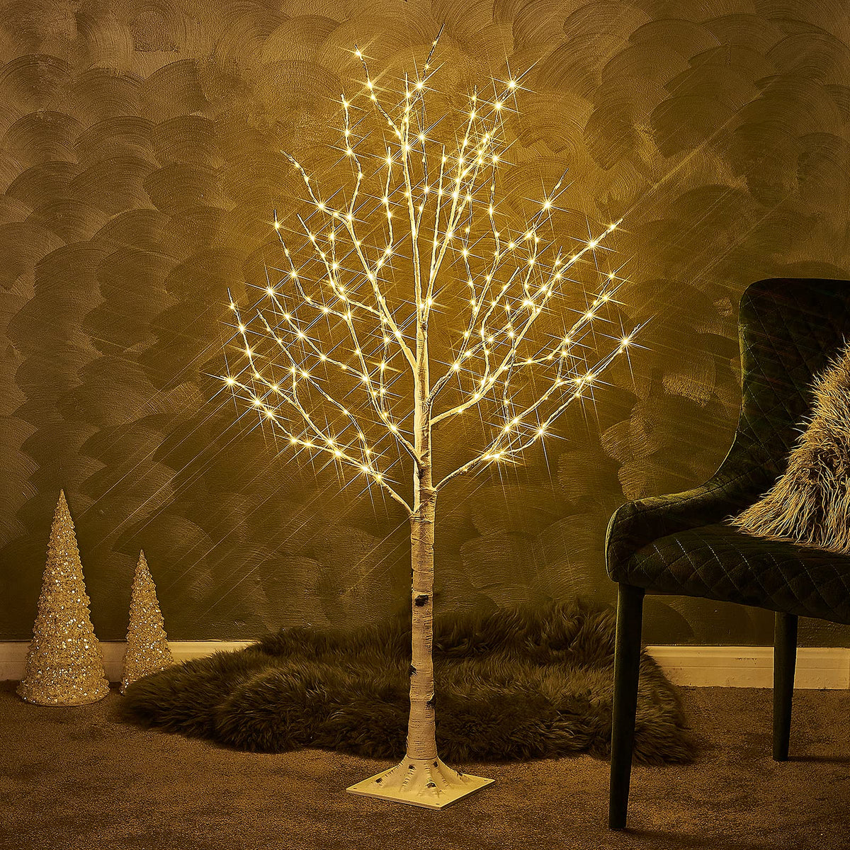 4FT 200L Warm White LED Birch Tree G8155