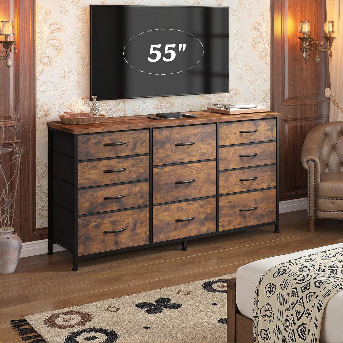 47.2"W Long Dresser with 11 Fabric Drawers F552357