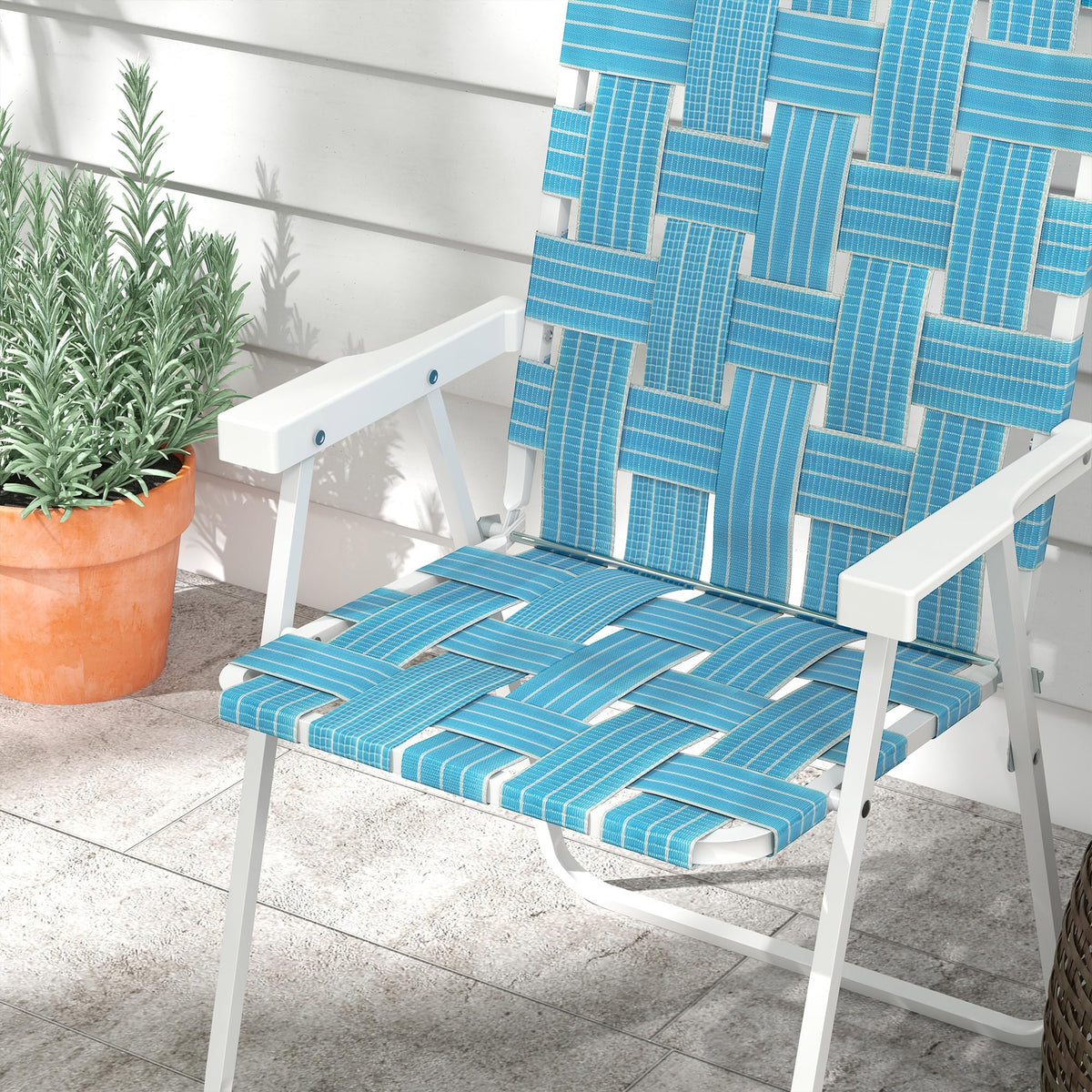 Set of 2 Blue Patio Folding Chairs F63440