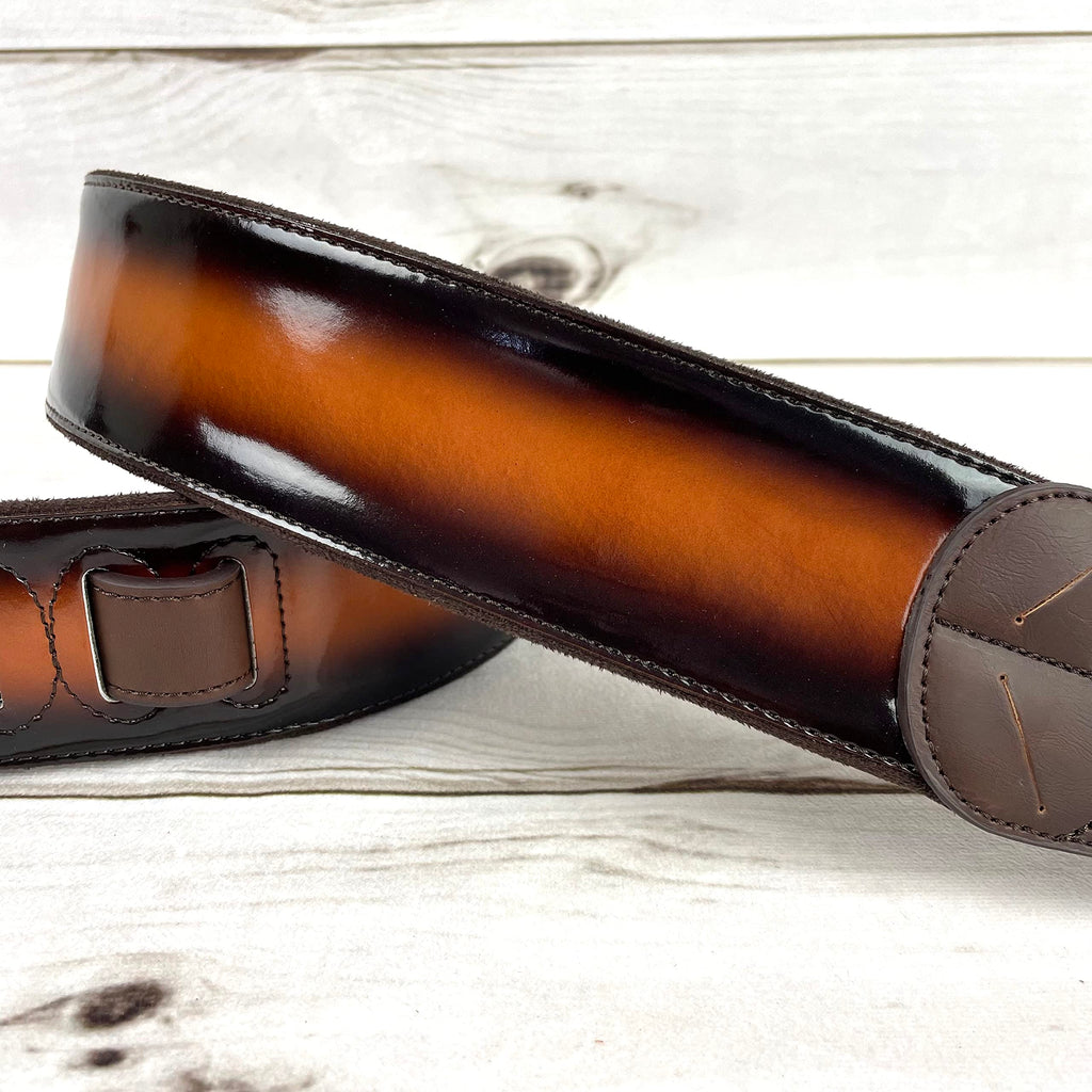 Sunburst Finish Guitar Strap with Pick Pockets & Padded Velour Back T20490