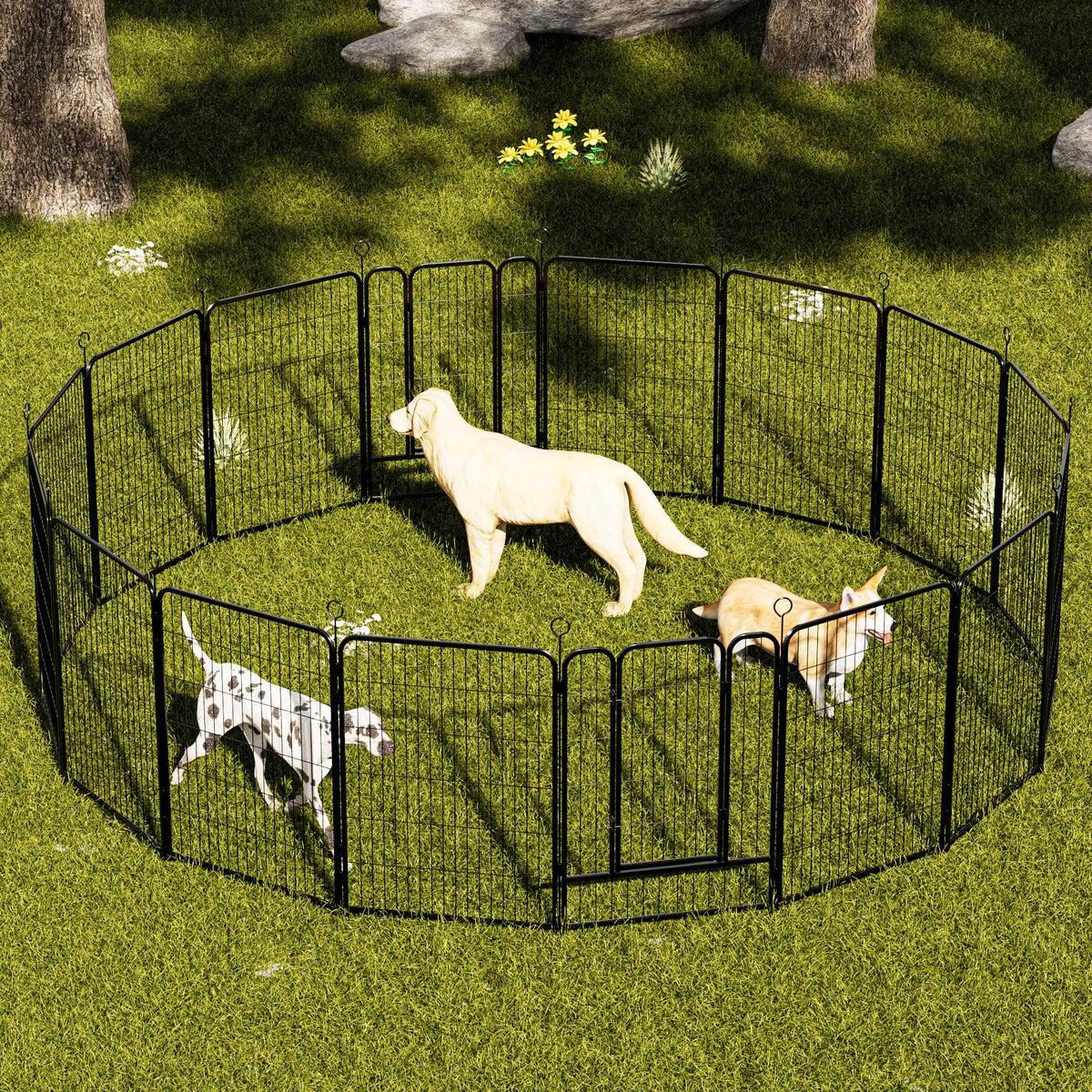 Heavy-Duty Iron Exercise-Pen System Portable Yard Camping Kennel Alternative F442